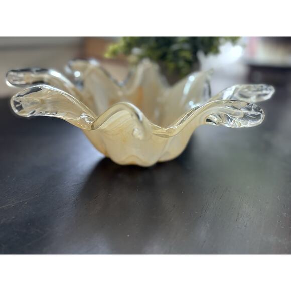 Murano Glass Bowl Dish Vintage Mid Century Modern, Amber Brown, Blown Italy - Picture 7 of 11